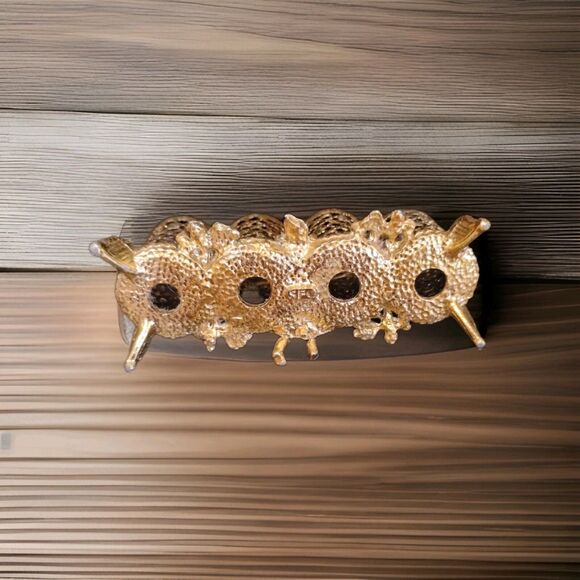 Vintage Sam Fink Gold Filigree Ornate 4 Tube Lipstick Holder with Cherub - Picture 6 of 7